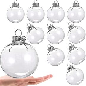 10PCS Christmas Clear Ornament Balls,Hanging Fillable Plastic Decorative Ball, DIY Transparent Christmas Ball Decorations.(3.15 "/80mm)