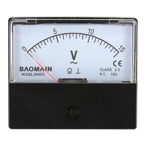 Baomain Voltmeter DH-670 AC 0-15V Rectangular Class 2.5 Analog Panel Volt Voltage Meter