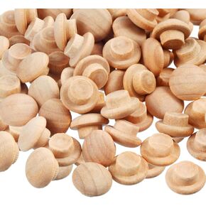 200 Pieces Wood Plugs Screw Hole Plugs Button Screw Plug Wooden Button Plugs Hole Plugs Mushroom Wood Caps Wood Screw Covers Wooden Screw Plugs Hardwood Hole Plugs for Locking Hole(3/8 Inch)