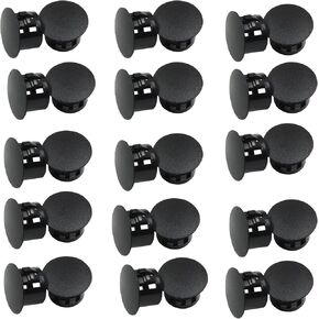 Waziaqoc 30Pcs Black Hole Plugs, 6mm (1/4 Inch) Plastic Flush Type Panel Plugs Screw Cap Fastener Cover for Kitchen Cabinet Furniture