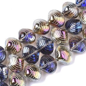 Cheriswelry 40pcs Cowrie Shell Beads No Hole Seashell Summer Beach Loose Spacer Beads Dyed Oval Smooth Cut Oval Spiral Beads 15~17mm for DIY Craft Earring Bracelet Necklace Jewelry Making