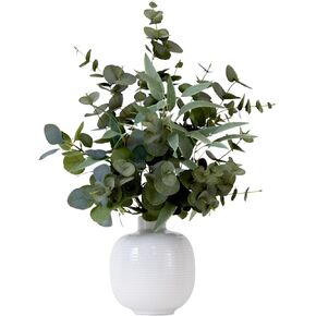 Nearly Natural 24in. Artificial Eucalyptus Leaves Arrangement with Ceramic Planter