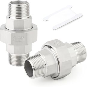 TAISHER 2PCS 304 Stainless Steel Union，1/2" NPT Female Cast Pipe Fitting