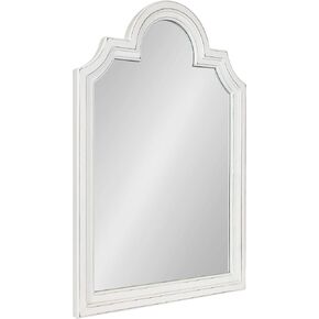 Kate and Laurel Sindahl Rustic Wood Framed Arch Wall Mirror, 26 x 35, Distressed White, Moroccan-Inspired Accent