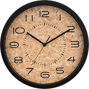 La Crosse Clock 404-3832 12-Inch Felix Cork Silent Sweeping Quartz Analog Wall Clock