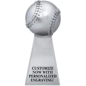 Crown Awards 7" Baseball Gridiron Trophy, Metallic Fantasy Baseball Sculpture Trophies Prime