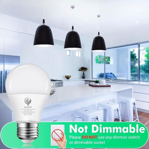 A19 LED Light Bulb, 75W Equivalent LED Bulb, 11W 5000K Daylight, 1100 Lumens, Non-Dimmable Light Bulbs, CRI 85+, No Flicker E26 Base Bulbs for Home Office, 6-Pack in Saudi Arabia