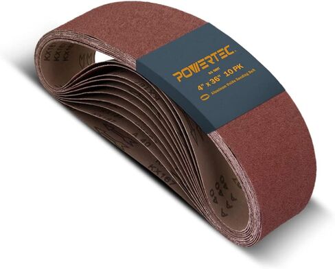 POWERTEC 15PK 4 x 21 Inch Sanding Belts for Belt Sander, 5 Each of 80, 120, 150 Grits, Aluminum Oxide Belt Sander Paper Assortment for Wood & Paint Sanding, Metal Polishing (110011) in Saudi Arabia