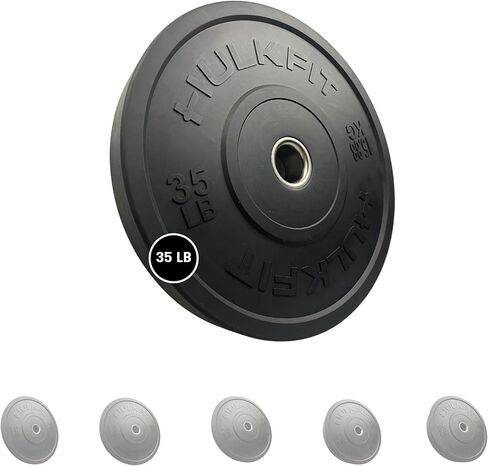 HulkFit 2-inch Sport Series Olympic Style Rubber Bumper Weight Plate for Barbell and Plate Only Weightlifting Strength Training with Shock Absorbing Low Bounce Technology - Black & Multicolor in Kuwait
