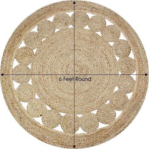 COTTON CRAFT Jute Braided Area Rug - Boho Farmhouse Rustic Vintage Area Accent Throw Rug - Handwoven Reversible Natural - Living Room Den Study Home Décor Gift - 4 Feet Round - Natural in Saudi Arabia