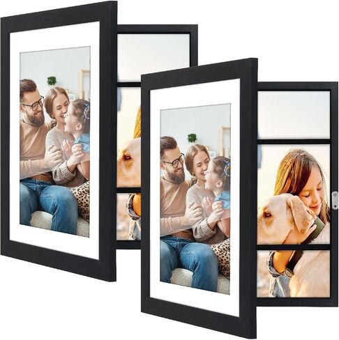 إطاران للصور مقاس 8 × 10، إطار عرض لتخزين الصور سريع التغيير لعرض الحائط والطاولة، إطار صورة مع شاشة واضحة (ذهبي) in Saudi Arabia