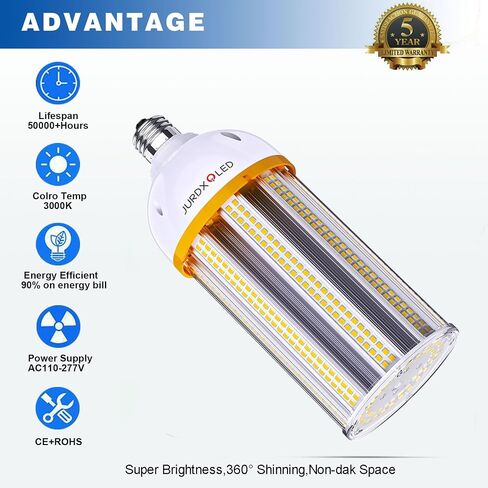 1Pack 400W Equivalent LED Corn Light Bulb 4000 Lumen 5000K 30W Large Area Cool Daylight White E26/E27 Medium Base for Outdoor Indoor Garage Warehouse Factory Workshop Street Backyard in Saudi Arabia