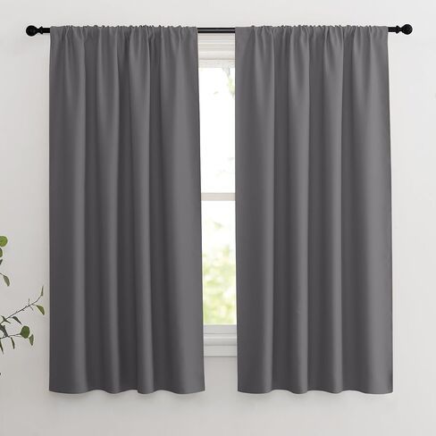 KGORGE Grey Blackout Curtains for Bedroom 63 Inches Length - Rod Pocket Thermal Insulated Room Darkening Curtain for Living Room, 42 x 63 Inch, 2 Panels, Minor Flaw in Saudi Arabia