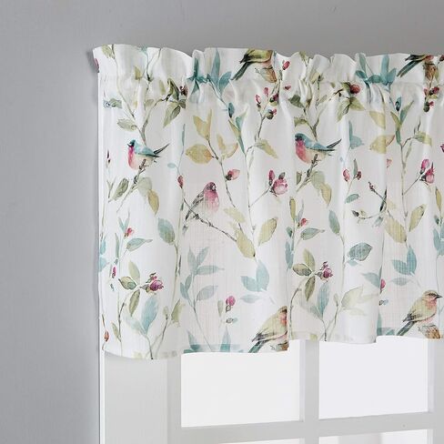 SKL Home by Saturday Knight Ltd. Aviary Curtain Tier Pair, 54 Inches x 24 Inches, Pastels in Saudi Arabia