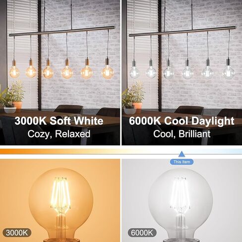 hansang 8 Pack G25 LED Edison Globe Light Bulbs, 3000K Soft White, E26 Base Round Light Bulbs for Bathroom Vanity, 6W 60W Incandescent Equivalent, CRI 85+, 600LM, AC 120V, Clear Glass, Non-dimmable in Saudi Arabia