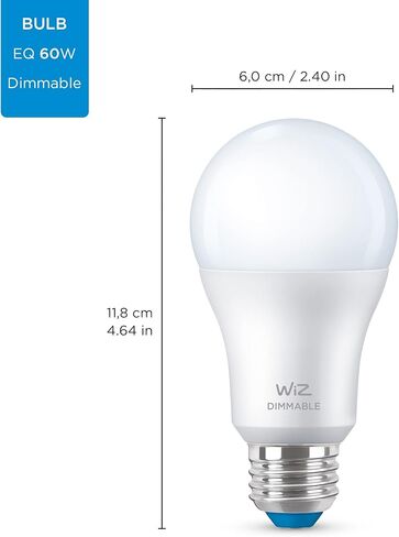 WiZ 60W A19 Daylight LED Smart Bulb - Pack of 1 - E26- Indoor - Connects to Your Existing Wi-Fi - Control with Voice or App + Activate with Motion - Matter Compatible in Saudi Arabia