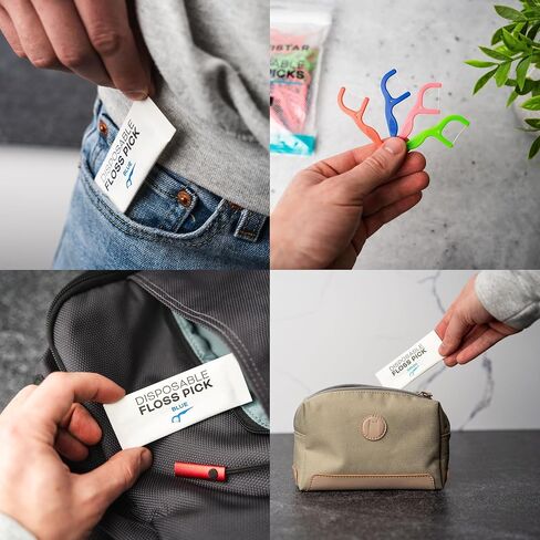 150 Travel Floss Picks Bulk - Blue Easy Grip Disposable Floss Picks - Dental Floss Pick - Smooth Strong Dental Flossers for Teeth - Gently Removes Plaque & Food Particles Between Teeth in Saudi Arabia