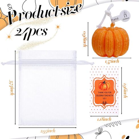 Treela 24 Sets Little Pumpkin Baby Shower Party Favors Pink Girl Little Pumpkin Baby Shower Tealight Candle for Guests Cute Pumpkin Shaped Burning Tea Light Candles Thank You Tags Party Gifts in Saudi Arabia