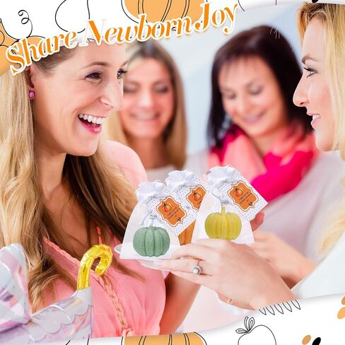 Treela 24 Sets Little Pumpkin Baby Shower Party Favors Pink Girl Little Pumpkin Baby Shower Tealight Candle for Guests Cute Pumpkin Shaped Burning Tea Light Candles Thank You Tags Party Gifts in Saudi Arabia