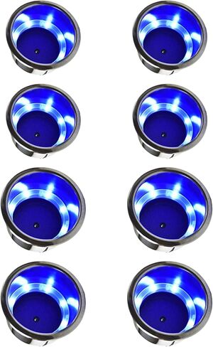 MARINE CITY 304 Grade Stainless Steel Marine Grade 8 Blue LED Lights Cup Holder with Drain for Marines – Yachts – Ships – Kayaks (Pack of 1) in Saudi Arabia