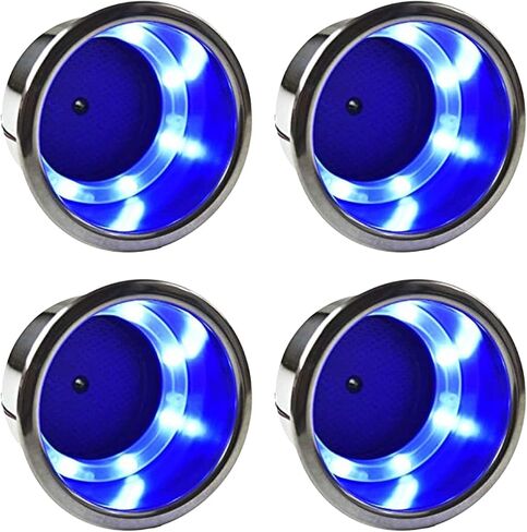 MARINE CITY 304 Grade Stainless Steel Marine Grade 8 Blue LED Lights Cup Holder with Drain for Marines – Yachts – Ships – Kayaks (Pack of 1) in Saudi Arabia