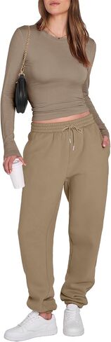ANRABESS Womens 2 Piece Outfits Going Out Tops Fleece Sweatpants Joggers Tracksuit Y2K Matching Lounge Sets Fall Clothes in Saudi Arabia