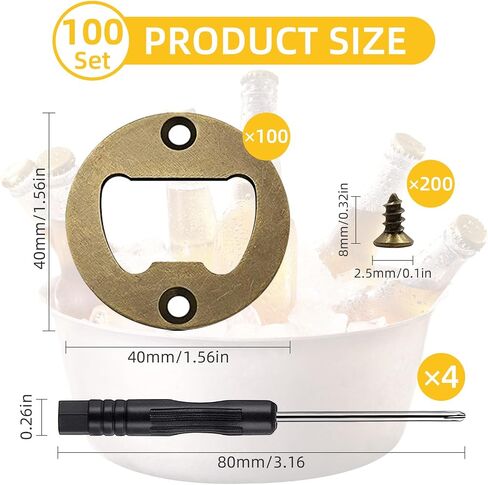 100 Set Bottle Opener Insert DIY Bottle Opener Hardware Stainless Steel Metal Bottle Opener Insert Kits Silver Resin Bottle Opener Hardware Beer Bottle Opener DIY Hardware (Silver, 100 Set) in Saudi Arabia