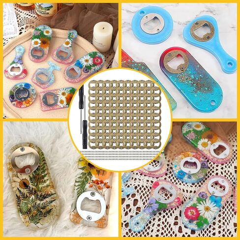 100 Set Bottle Opener Insert DIY Bottle Opener Hardware Stainless Steel Metal Bottle Opener Insert Kits Silver Resin Bottle Opener Hardware Beer Bottle Opener DIY Hardware (Silver, 100 Set) in Saudi Arabia