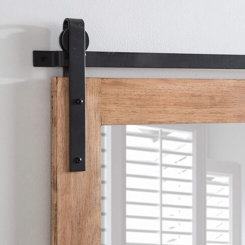Kate and Laurel Samuels Rustic Wood Framed Wall Mirror, 22 x 28, Rustic Brown and Dark Charcoal, Functional Farmhouse Mirror for Display in Saudi Arabia