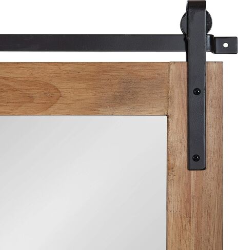 Kate and Laurel Samuels Rustic Wood Framed Wall Mirror, 22 x 28, Rustic Brown and Dark Charcoal, Functional Farmhouse Mirror for Display in Saudi Arabia