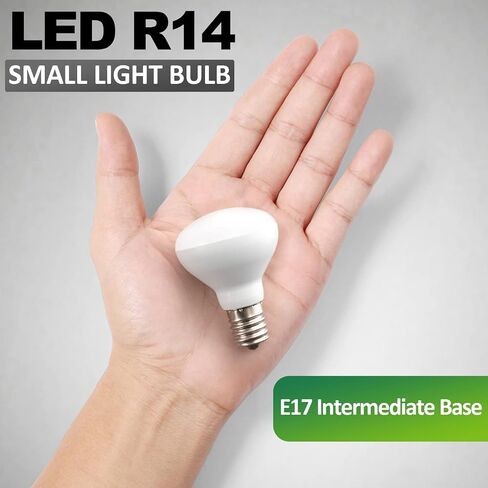 لمبة E17 R14 LED قابلة للتعتيم 4 وات (ما يعادل 40 وات) لمبة إضاءة صغيرة، قاعدة متوسطة E17، 300 لومن، لمبة إضاءة خزانة كوريو، أبيض ناعم 2700 ك، حزمة من 2 in Kuwait