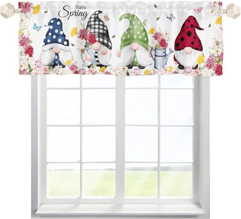 Watercolor Birds Flowers Branches Kitchen Valances 54''x18'' Spring Summer Bird Floral Tree Rod Pocket Window Treatments Valance Panel for Bedroom Living Room Bathroom Cafe (Floral, 1 Panel) in Saudi Arabia