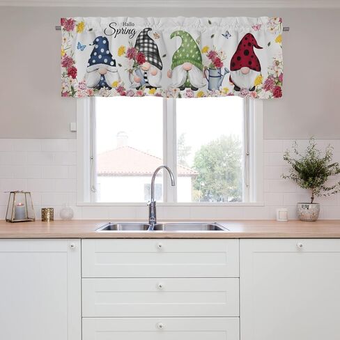 Watercolor Birds Flowers Branches Kitchen Valances 54''x18'' Spring Summer Bird Floral Tree Rod Pocket Window Treatments Valance Panel for Bedroom Living Room Bathroom Cafe (Floral, 1 Panel) in Saudi Arabia