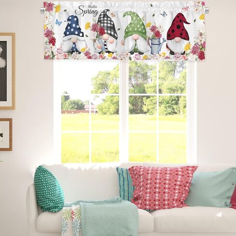 Watercolor Birds Flowers Branches Kitchen Valances 54''x18'' Spring Summer Bird Floral Tree Rod Pocket Window Treatments Valance Panel for Bedroom Living Room Bathroom Cafe (Floral, 1 Panel) in Saudi Arabia