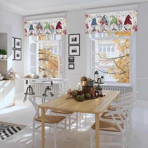 Watercolor Birds Flowers Branches Kitchen Valances 54''x18'' Spring Summer Bird Floral Tree Rod Pocket Window Treatments Valance Panel for Bedroom Living Room Bathroom Cafe (Floral, 1 Panel) in Saudi Arabia