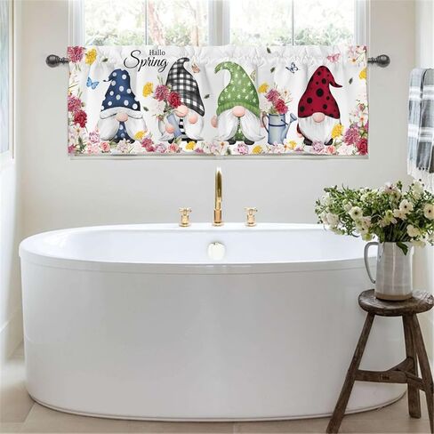 Watercolor Birds Flowers Branches Kitchen Valances 54''x18'' Spring Summer Bird Floral Tree Rod Pocket Window Treatments Valance Panel for Bedroom Living Room Bathroom Cafe (Floral, 1 Panel) in Saudi Arabia