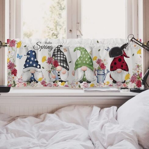 Watercolor Birds Flowers Branches Kitchen Valances 54''x18'' Spring Summer Bird Floral Tree Rod Pocket Window Treatments Valance Panel for Bedroom Living Room Bathroom Cafe (Floral, 1 Panel) in Saudi Arabia
