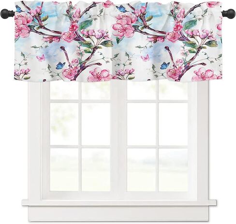 Window Curtains Valances, Lotus Flower Leaves Carp Koi Fish Traditional Chinese Art Ink Painting Rod Pocket Cafe Valance Short Curtains for Kitchen, Bedroom, Living Room, 1 Panel, 54X18 in Saudi Arabia