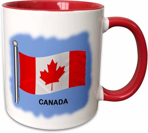 3dRose mug_58717_4 "Canadian flag waving on a blue background." Two Tone Black Mug, 11 oz, Multicolor in Saudi Arabia