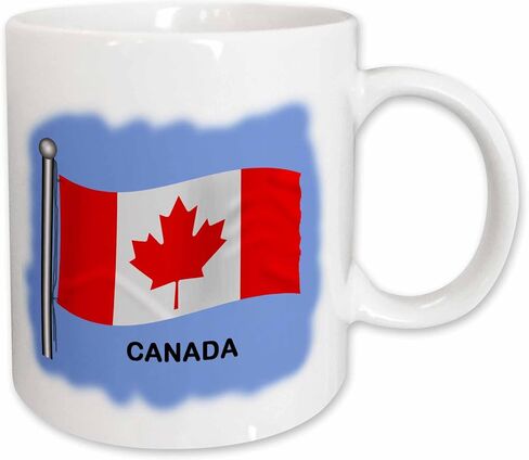 3dRose mug_58717_4 "Canadian flag waving on a blue background." Two Tone Black Mug, 11 oz, Multicolor in Saudi Arabia