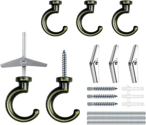 6 Sets Large Swag Ceiling Hooks Heavy Duty Swag Hook with Hardware for Hanging Plants Ceiling Installation Cavity Wall Fixing (3 Sets White) in Kuwait