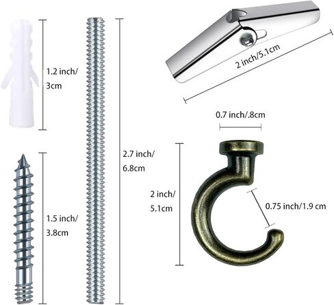 6 Sets Large Swag Ceiling Hooks Heavy Duty Swag Hook with Hardware for Hanging Plants Ceiling Installation Cavity Wall Fixing (3 Sets White) in Kuwait