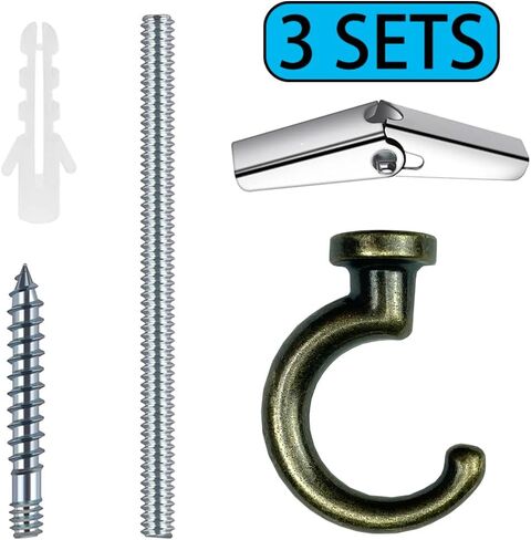 6 Sets Large Swag Ceiling Hooks Heavy Duty Swag Hook with Hardware for Hanging Plants Ceiling Installation Cavity Wall Fixing (3 Sets White) in Kuwait