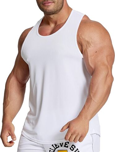 Athletic Tank Tops for Men Slim Fit Quick Dry Runnning Top Workout Gym Muscle Tanks in Saudi Arabia