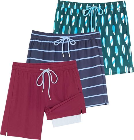 Real Essentials 3 Pack: Men's 7" 2 in 1 Swim Trunks with Compression Liner - Quick Dry Bathing Suit with Back Pocket in Saudi Arabia
