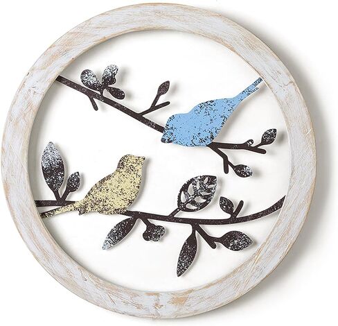 Walasis Bird Wall Decor Rustic - Farmhouse Wood Birds on Tree Branch Outdoor Wall Art Metal Wall Sculpture Bird Ornament Hanging for Bathroom Bedroom (1pc red blue) in Saudi Arabia