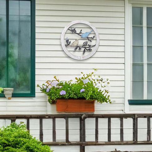 Walasis Bird Wall Decor Rustic - Farmhouse Wood Birds on Tree Branch Outdoor Wall Art Metal Wall Sculpture Bird Ornament Hanging for Bathroom Bedroom (1pc red blue) in Saudi Arabia