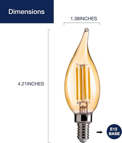 FLSNT CA11 E12 LED Chandelier Light Bulbs 40W Equivalent, Dimmable LED Candelabra Bulbs, 2200K Warm White, 330LM, Amber Glass, 12 Pack in Saudi Arabia