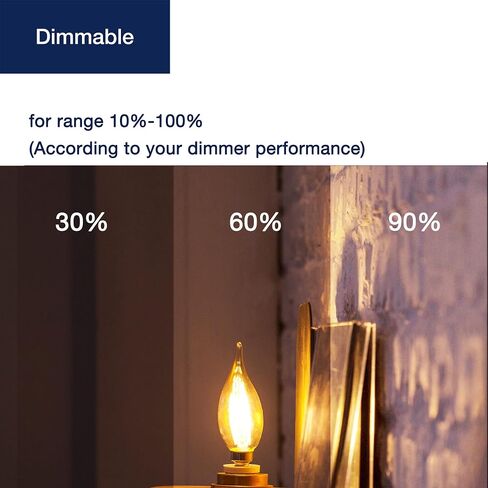 FLSNT CA11 E12 LED Chandelier Light Bulbs 40W Equivalent, Dimmable LED Candelabra Bulbs, 2200K Warm White, 330LM, Amber Glass, 12 Pack in Saudi Arabia