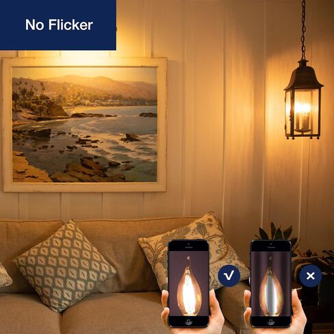 FLSNT CA11 E12 LED Chandelier Light Bulbs 40W Equivalent, Dimmable LED Candelabra Bulbs, 2200K Warm White, 330LM, Amber Glass, 12 Pack in Saudi Arabia